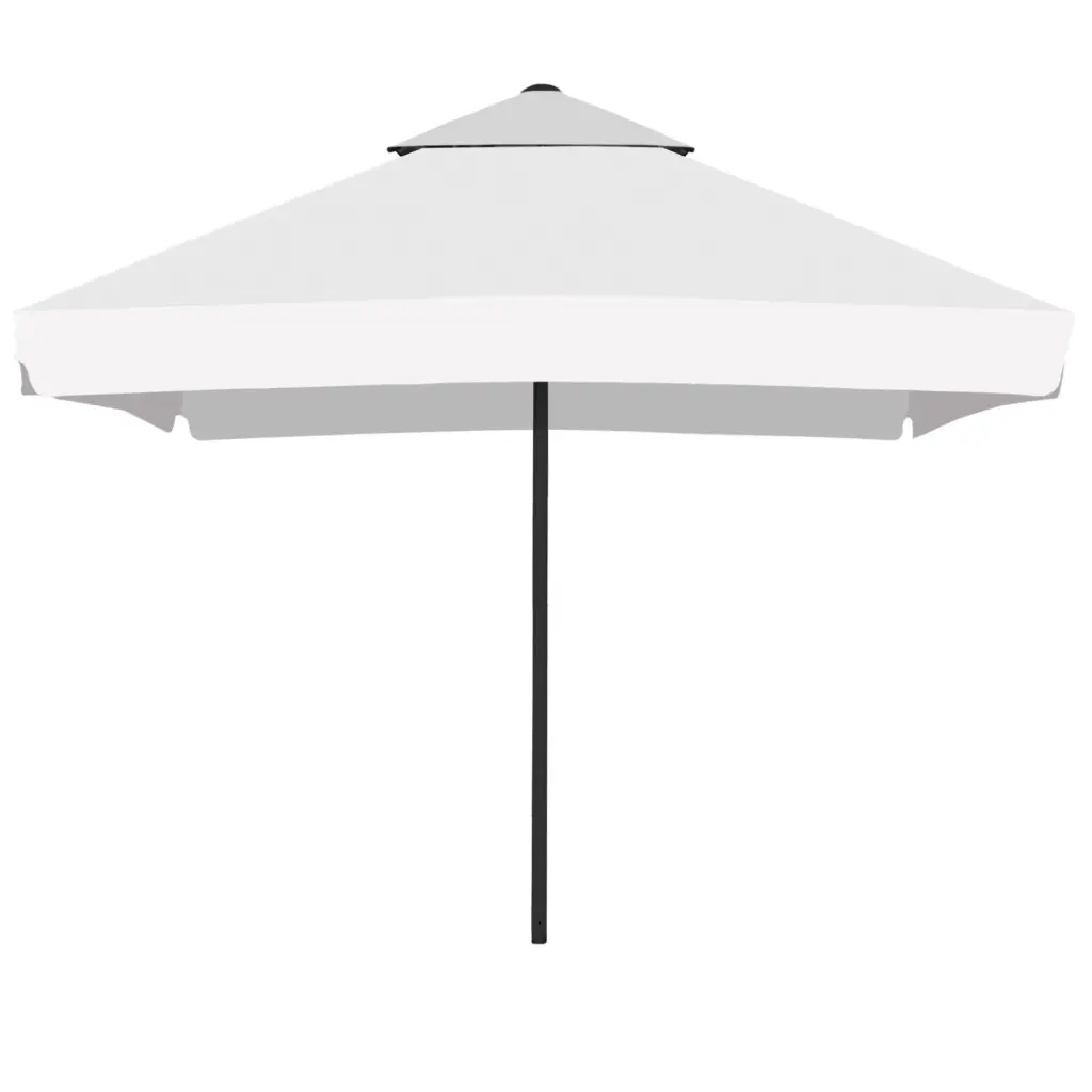 Parasol Easy Up Plus w kolorze jednolitym (kwadrat / 3,5 m / 4 panele, z drugim daszkiem, tkanina 100% poliester, gramatura 210± 10 g/m², 1807001 White, bez owiewki / lamówka podwinięta, stelaż aluminiowy, antracyt RAL 7021 farba proszkowa, maszt ⌀60 mm, 1 szt. w kartonie z otworem na maszt)